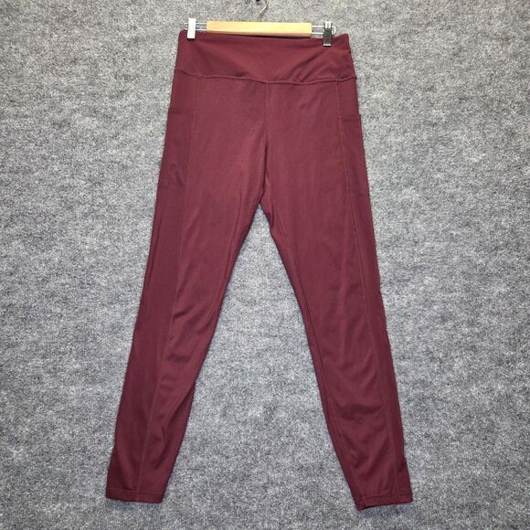 OUGES Leggings Womens XL Burgundy High Waisted Yoga Pants Pockets Athletic Gym - Picture 1 of 7